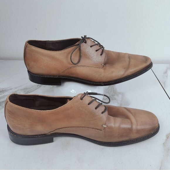 VTG Y2K Mivano Italia Cognac Brown Leather Plain Toe Oxford Dress Shoes, Sz 12 main image 5